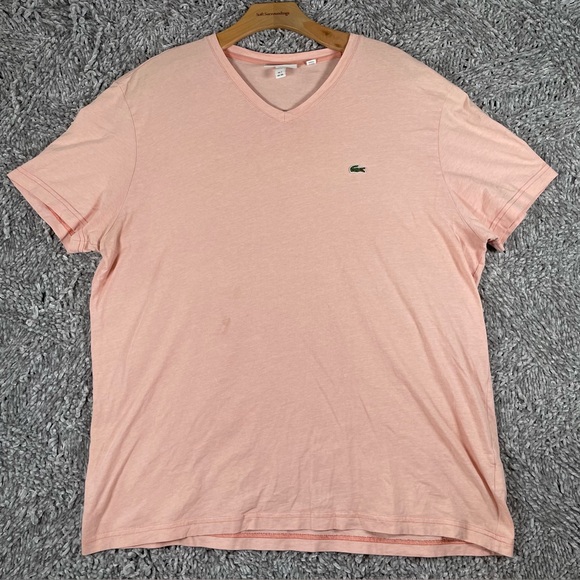 Lacoste T-Shirt Men’s Size XXL (7) Pink Short Sleeve V-Neck Designer Golf - Picture 1 of 6